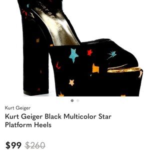 Kurt Geiger Black Platform Heels with Colorful Stars